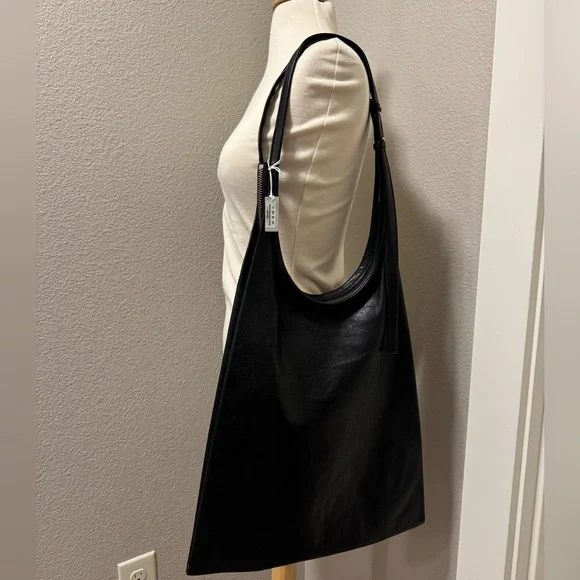 COS black leather modern minimalist hobo large NWT - Picture 5 of 12